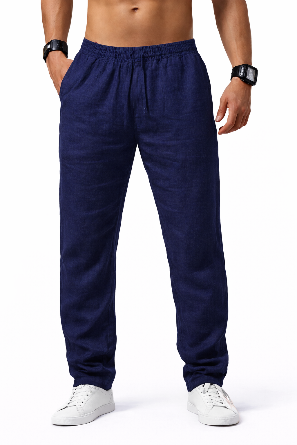 Pantalones de lino y algodón