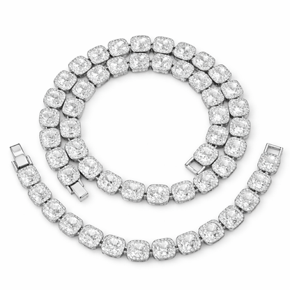 Cadena y Pulsera de Eslabones con Cristales Brillantes