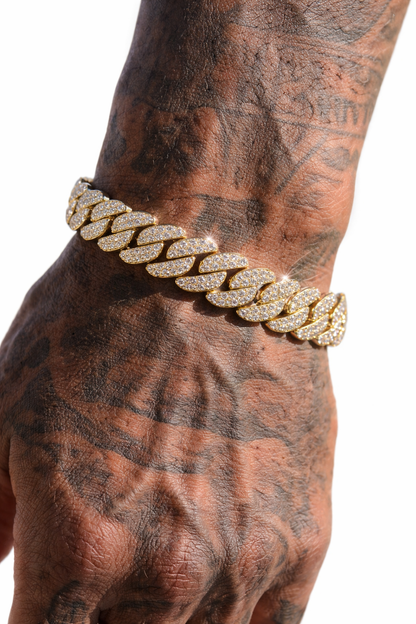 Pulseras de cadena cubana con eslabones helados de 14MM