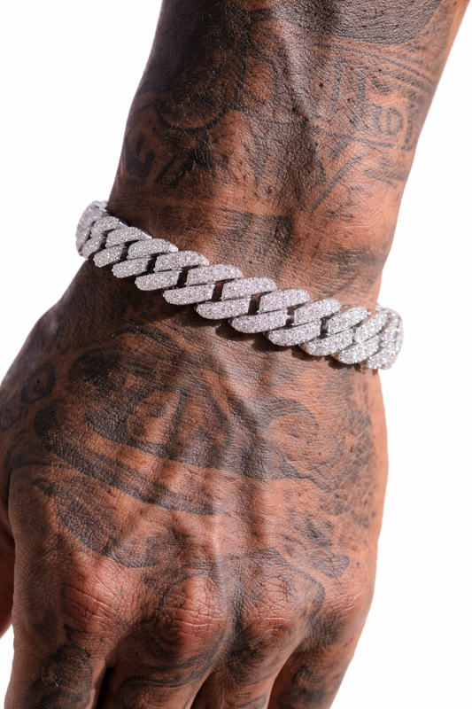 Pulseras de cadena cubana con eslabones helados de 14MM