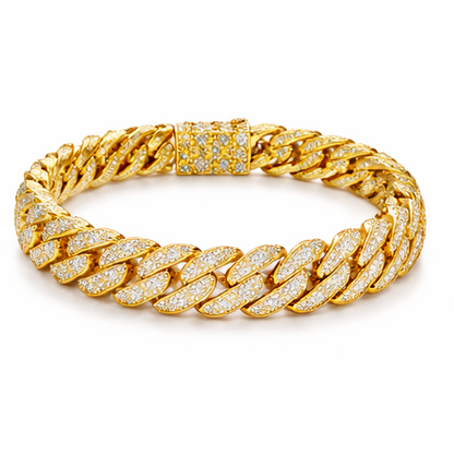 Pulseras de cadena cubana con eslabones helados de 14MM