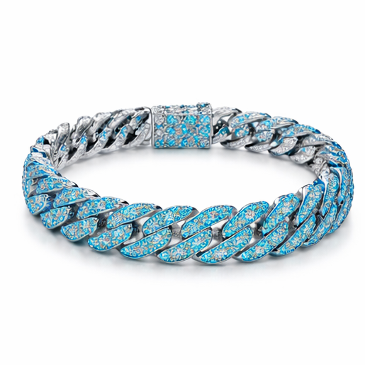 Pulseras de cadena cubana con eslabones helados de 14MM