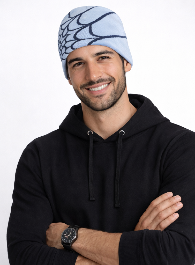 Gorro de punto unisex con estampado de telaraña