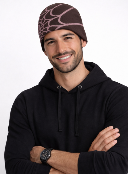 Gorro de punto unisex con estampado de telaraña