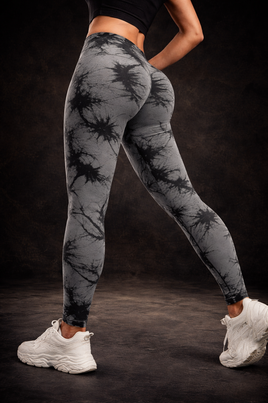 Mallas deportivas sin costuras con tinte anudado