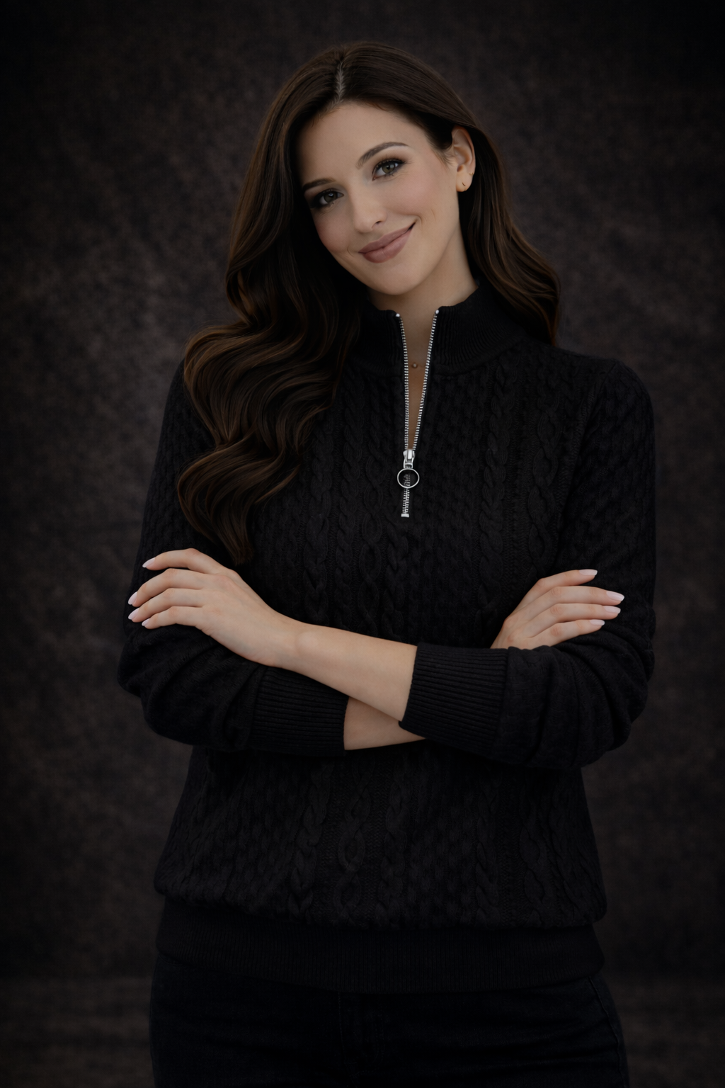 Amelia | Suéter de punto trenzado con cremallera