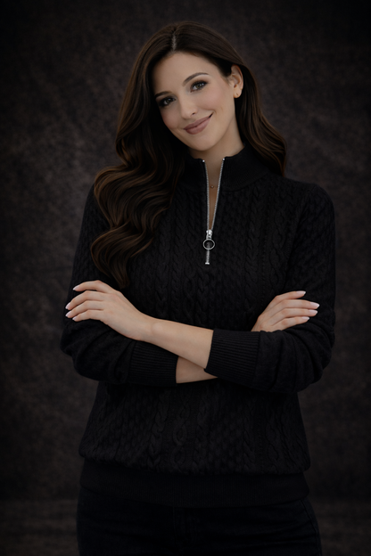 Amelia | Suéter de punto trenzado con cremallera