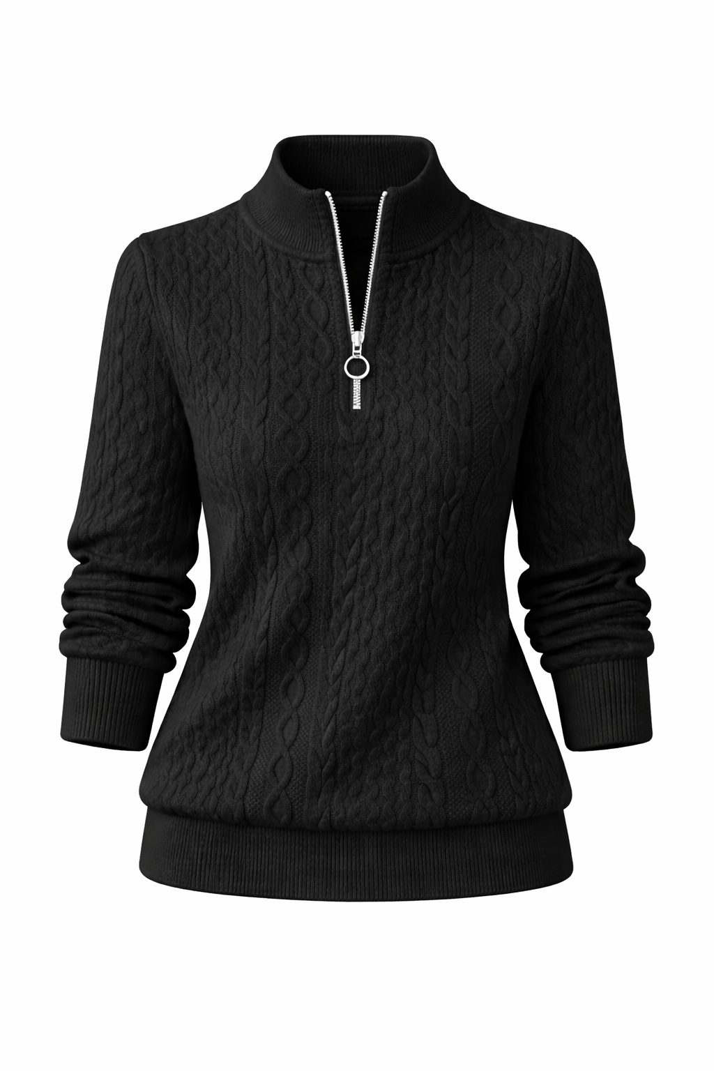 Amelia | Suéter de punto trenzado con cremallera