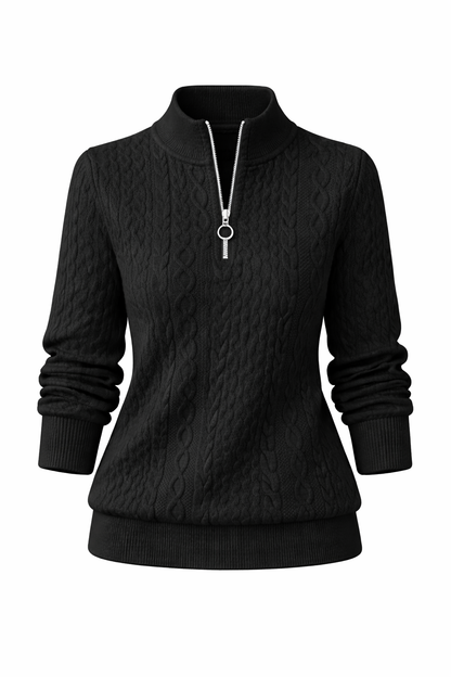Amelia | Suéter de punto trenzado con cremallera