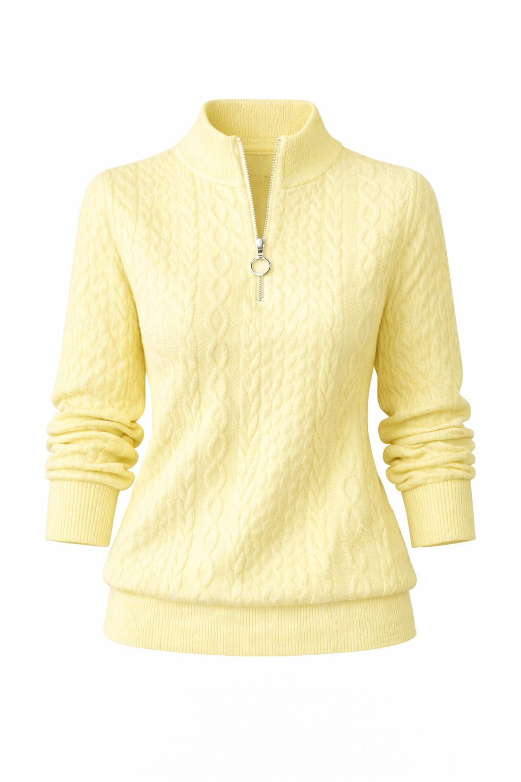 Amelia | Suéter de punto trenzado con cremallera