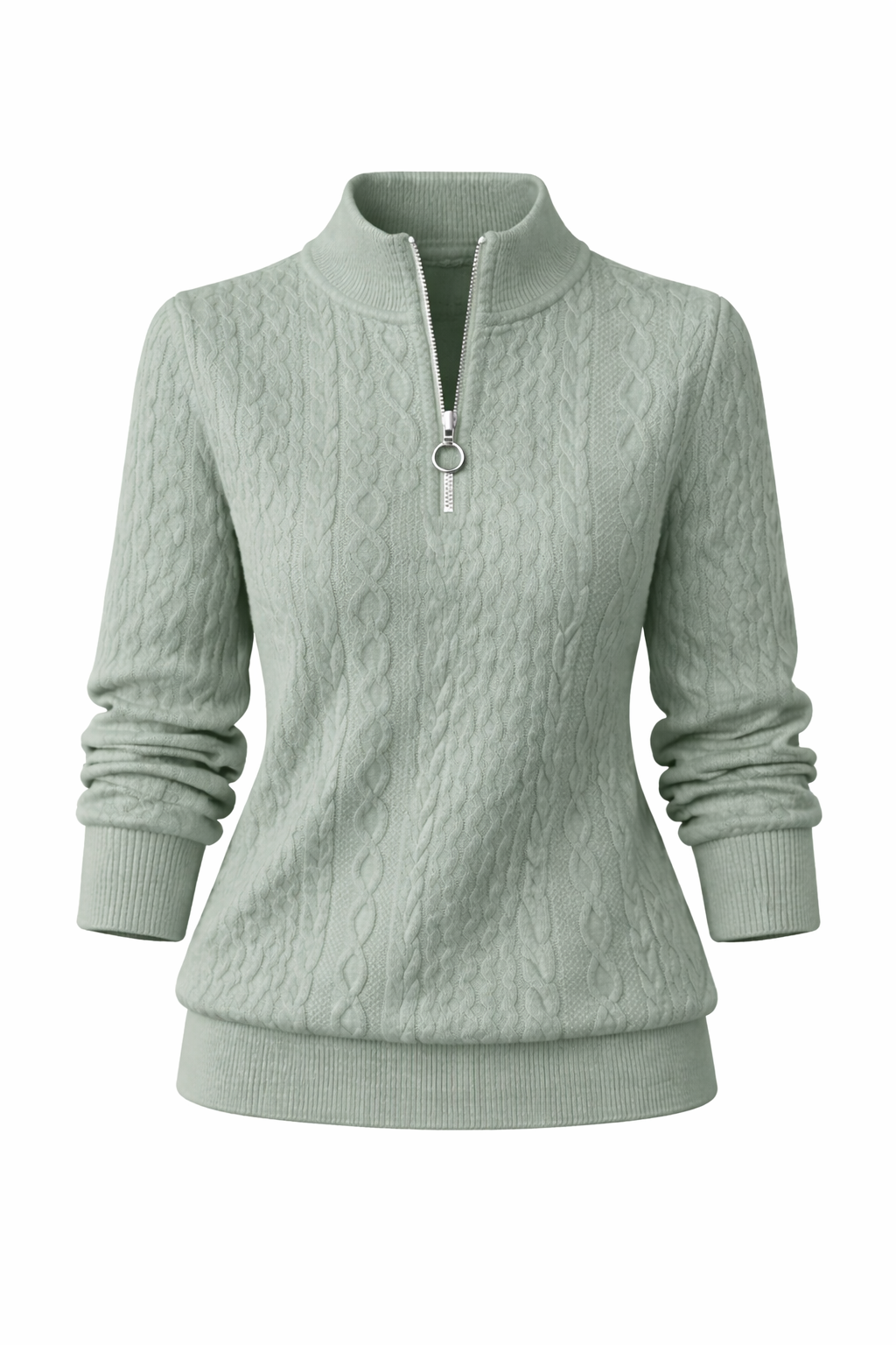 Amelia | Suéter de punto trenzado con cremallera
