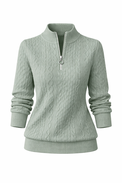 Amelia | Suéter de punto trenzado con cremallera
