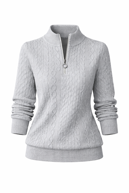 Amelia | Suéter de punto trenzado con cremallera