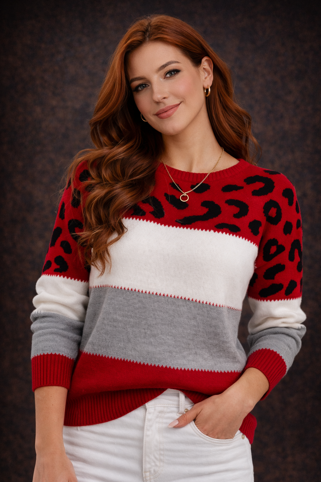 Jersey de Punto con Estampado Leopardo