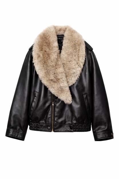 Chaqueta holgada de piel sintética