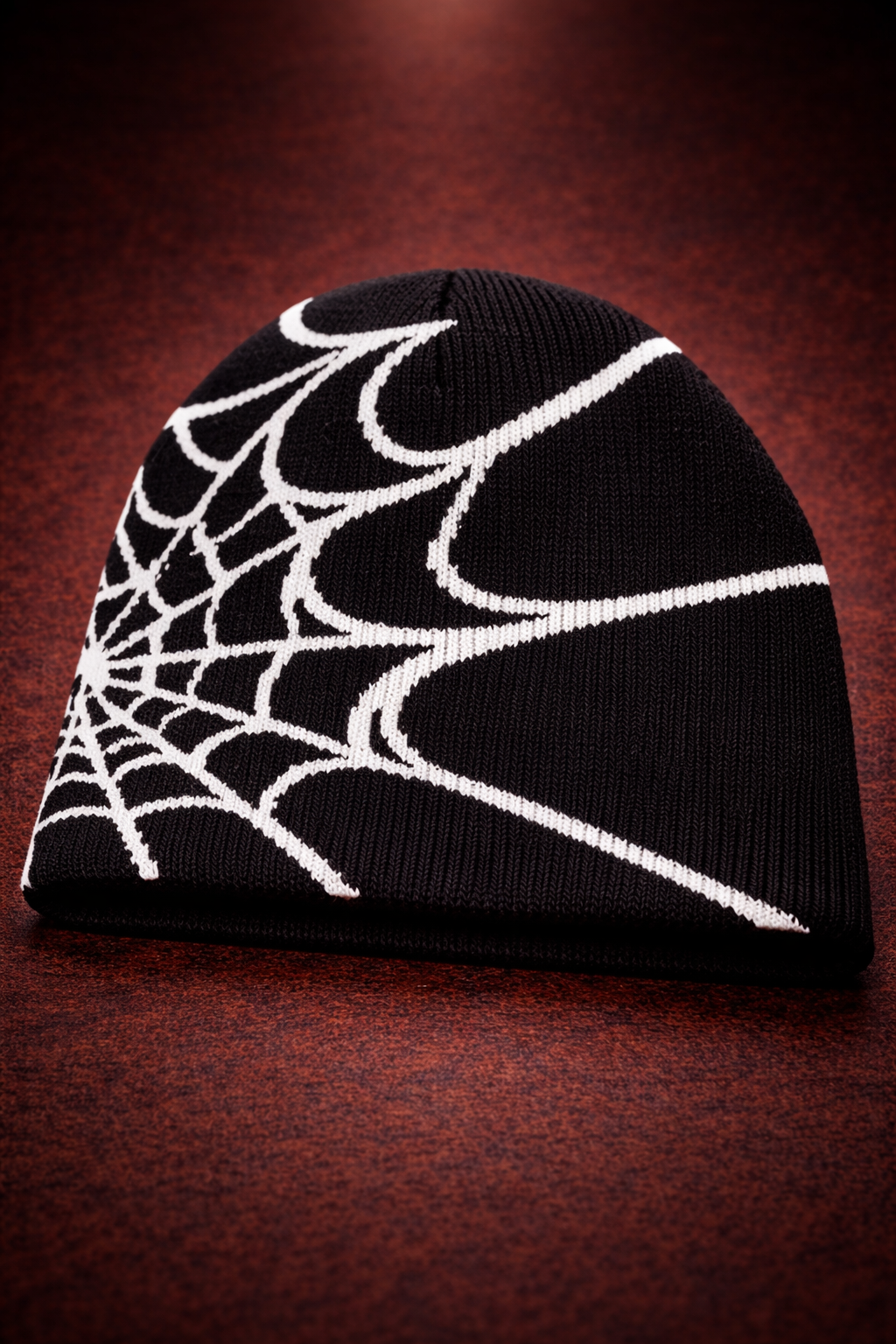 Gorro de punto unisex con estampado de telaraña