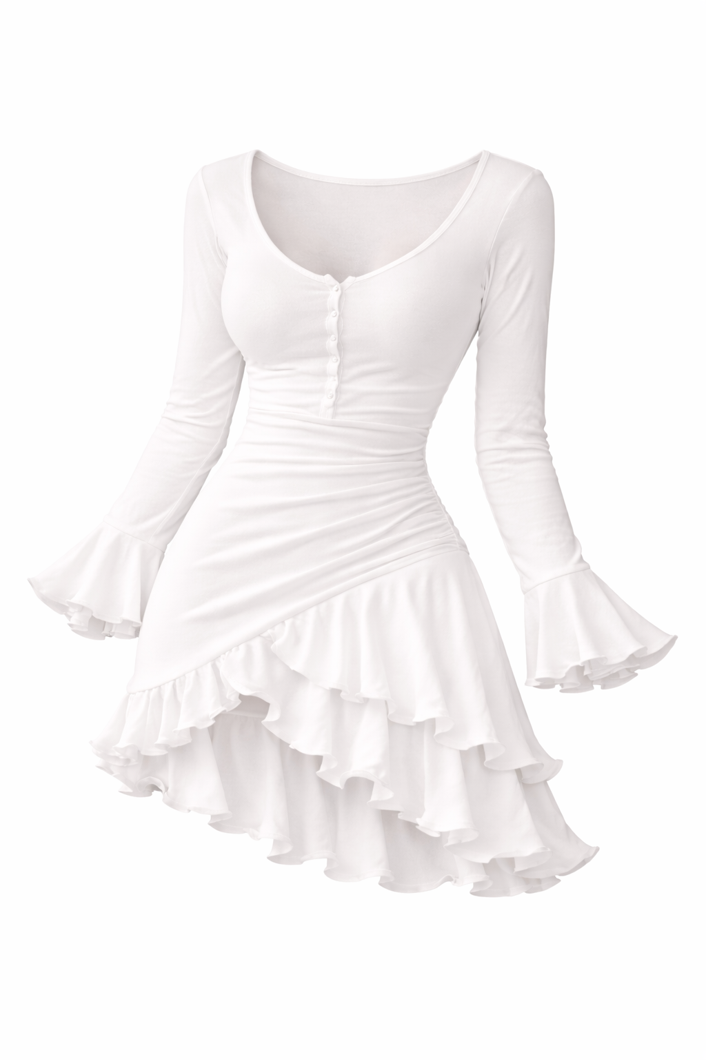 Vestido ajustado con falda de volantes