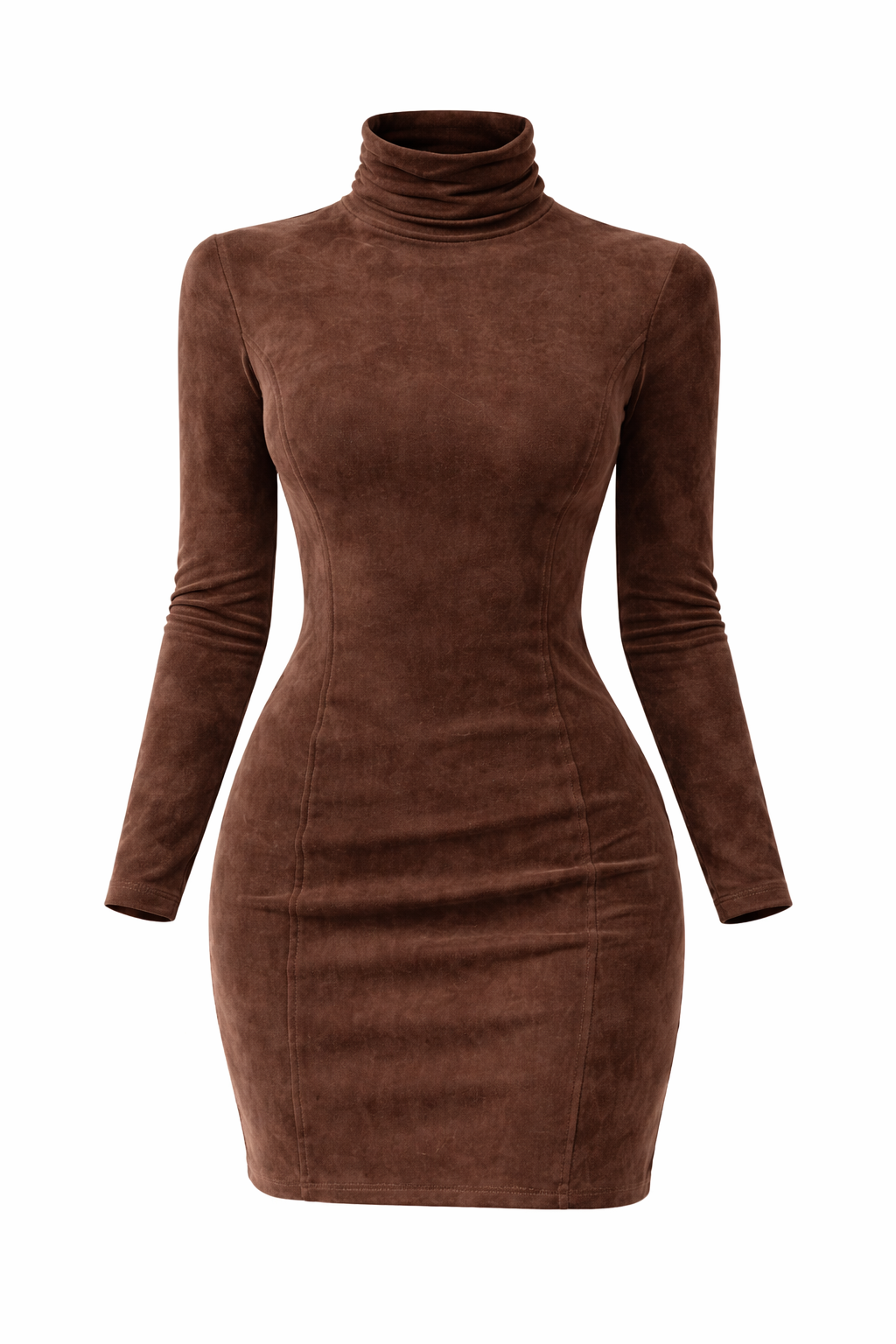 Vestido vintage de ante con cuello alto