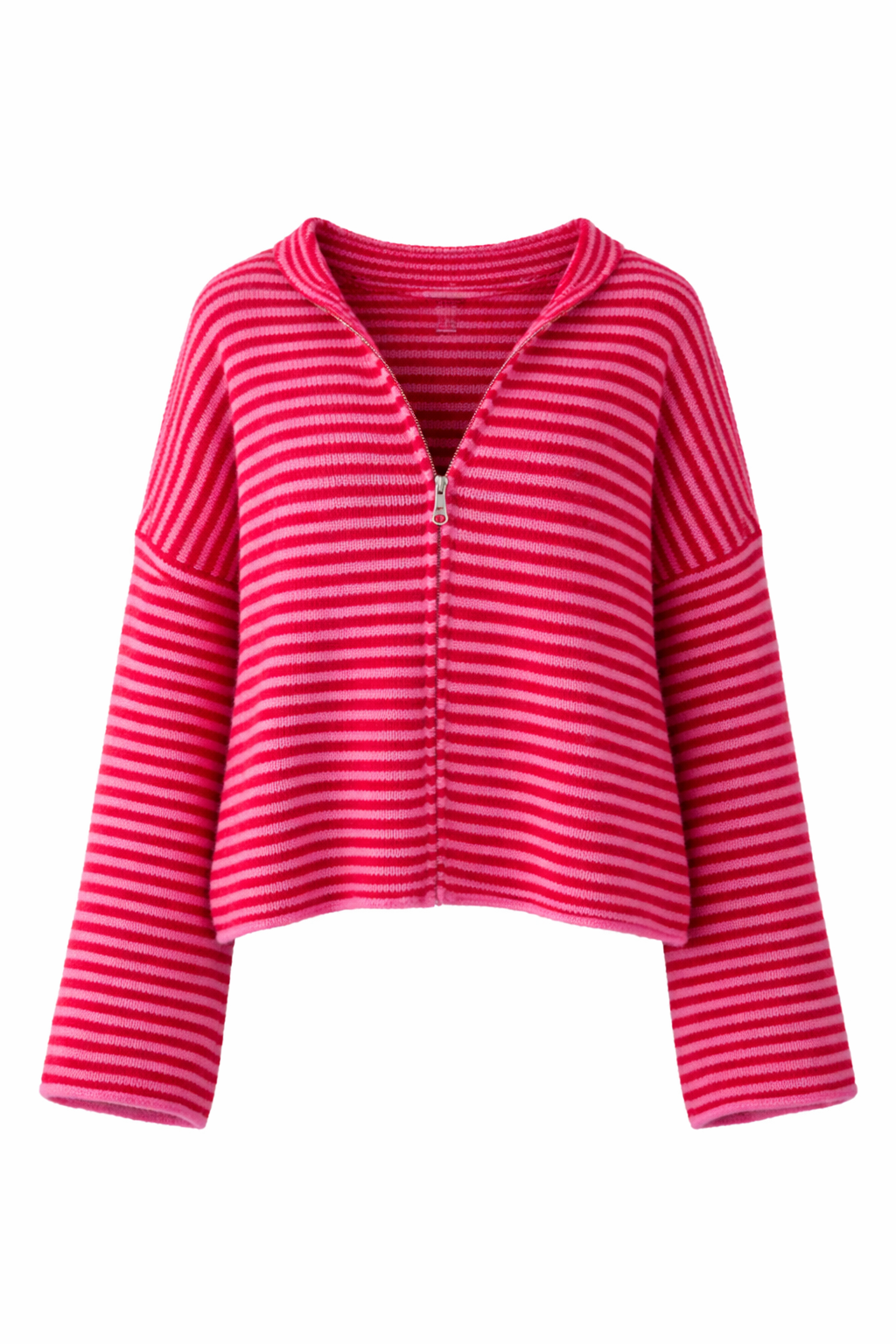 CÁRDIGAN DE PUNTO CON CREMALLERA A RAYAS