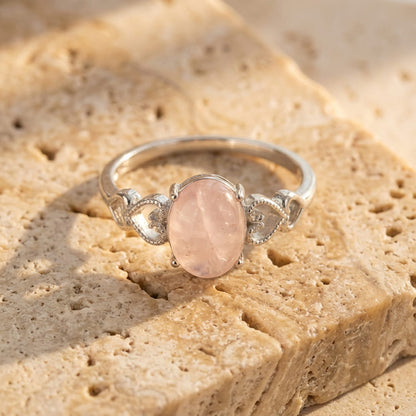Anillo ajustable en cuarzo rosa