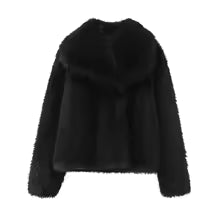 Abrigo de pelo sintético sólido grueso y cálido