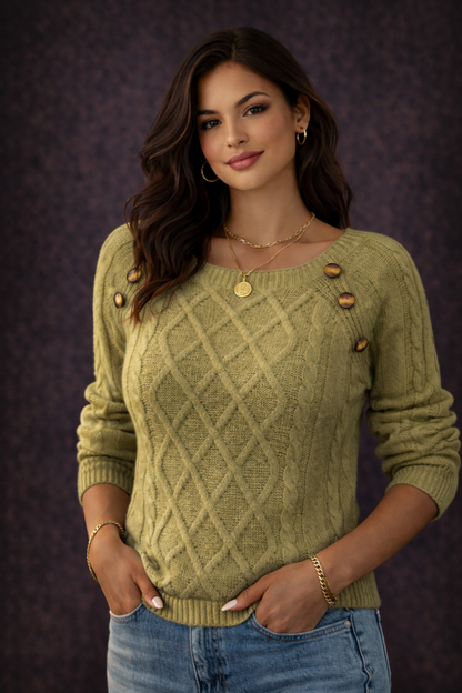 Lara | Suéter de invierno de punto trenzado recto de lujo