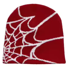 Gorro de punto unisex con estampado de telaraña