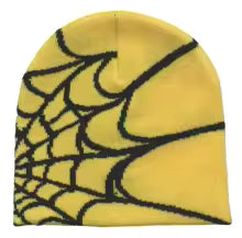 Gorro de punto unisex con estampado de telaraña
