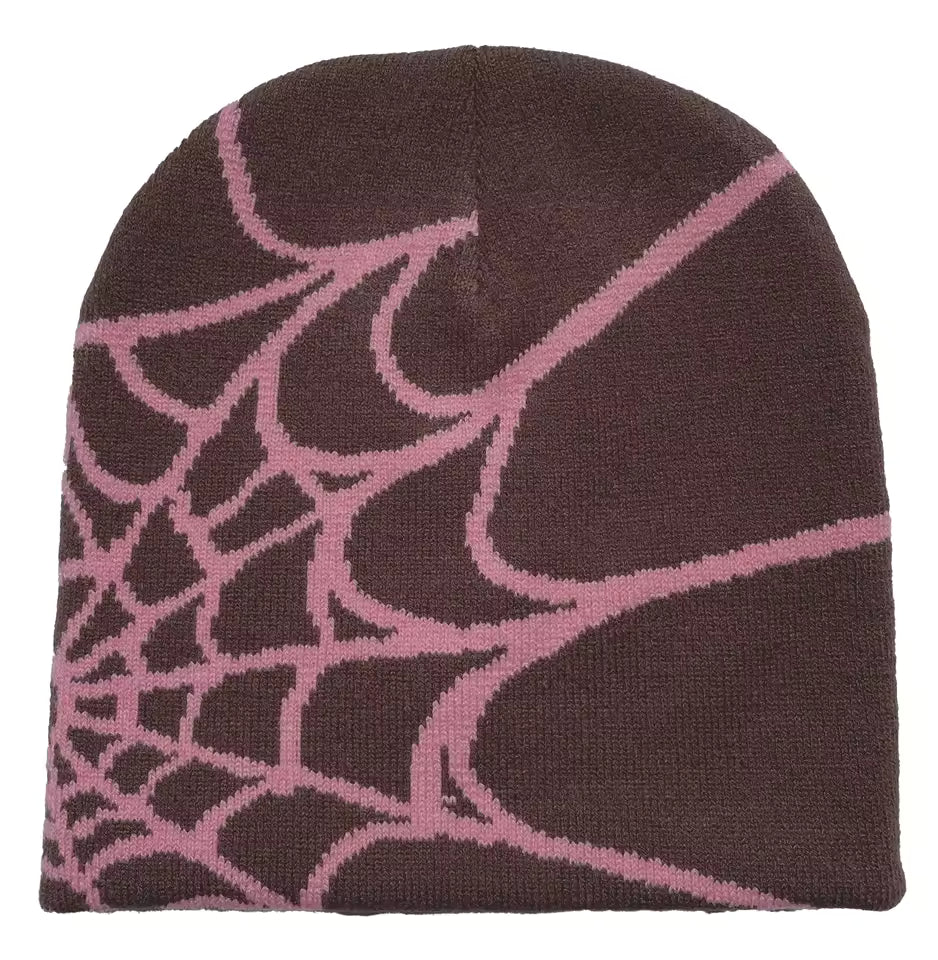 Gorro de punto unisex con estampado de telaraña