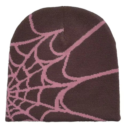 Gorro de punto unisex con estampado de telaraña