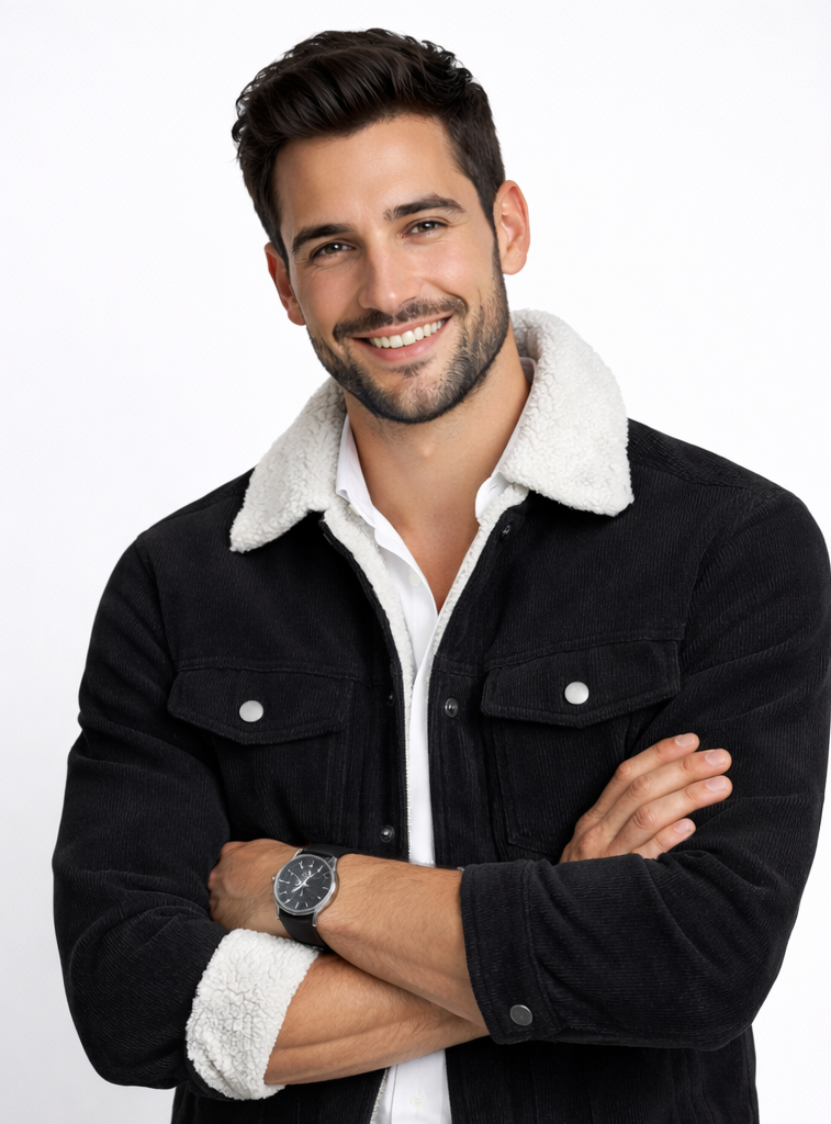 Abrigo grueso de pana cálido