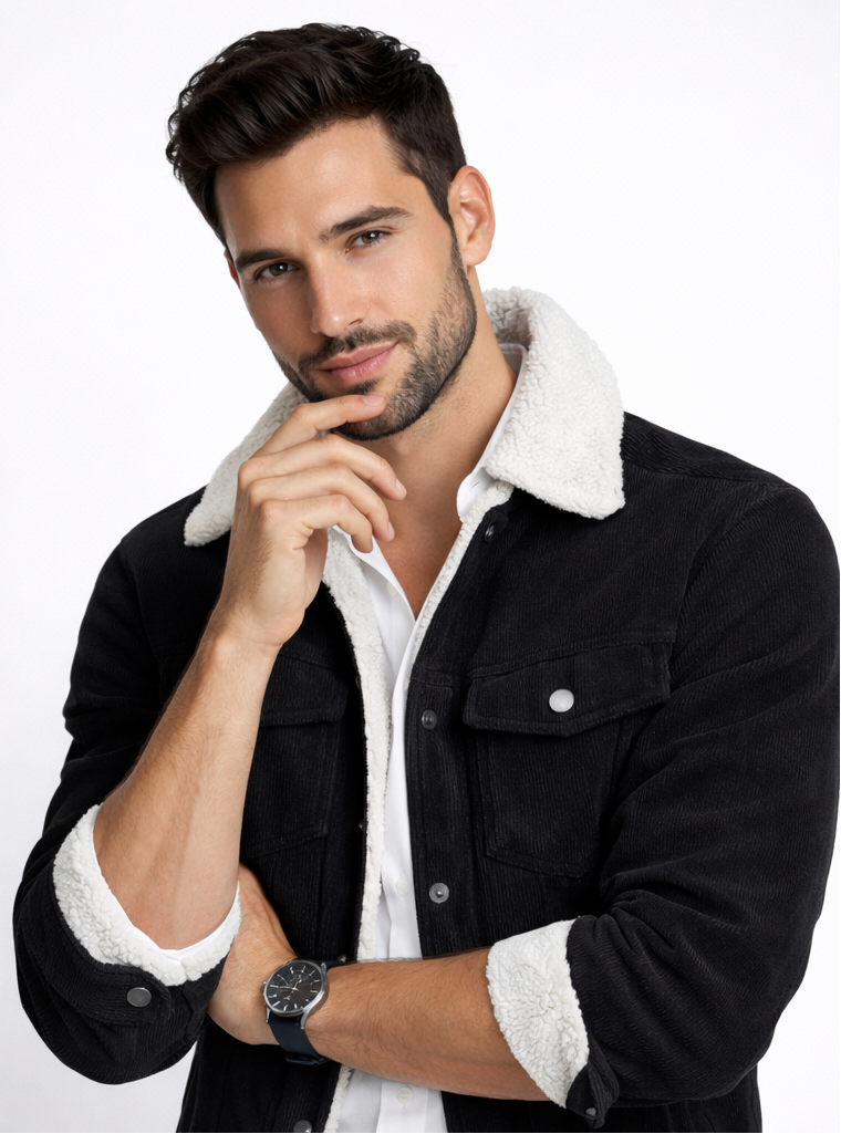 Abrigo grueso de pana cálido