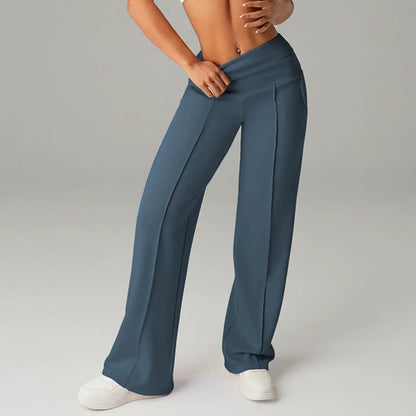 Pantalones casuales de mujer de cintura alta y pierna ancha