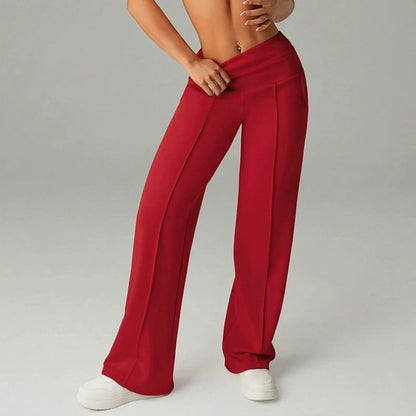 Pantalones casuales de mujer de cintura alta y pierna ancha