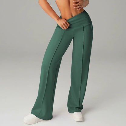 Pantalones casuales de mujer de cintura alta y pierna ancha