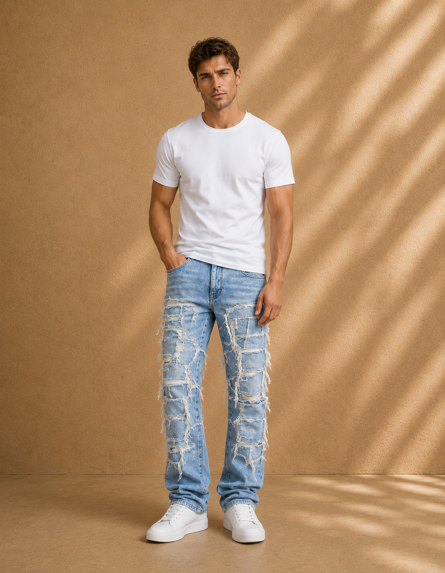 Pantalones desgastados y destruidos