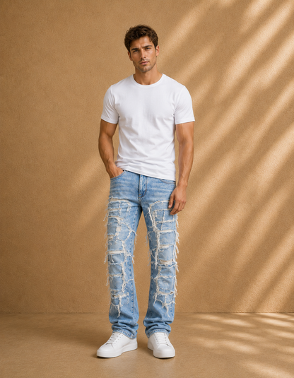 Pantalones desgastados y destruidos