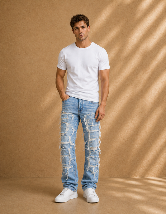 Pantalones desgastados y destruidos